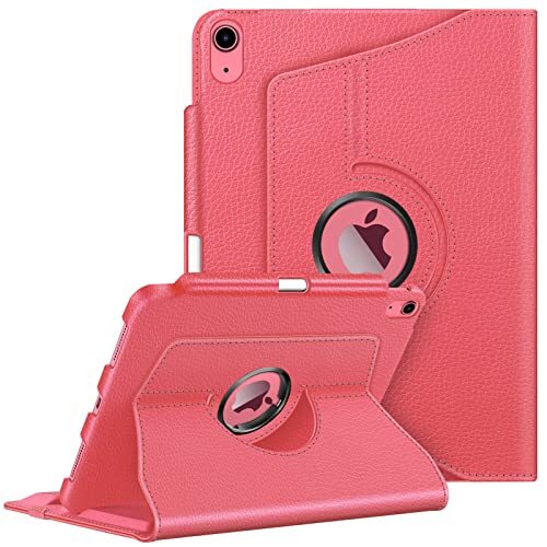 Fintie Hoes voor iPad 10e generatie 2022 (10,9 inch) met pennenhouder - beschermhoes cover met 360 graden draaibare standaard en automatische slaap-waakfunctie, roze