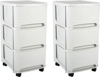 EDA 2x stuks ladenkast organizers wit 3x lades met wieltjes L32 x B37 x H61 cm
