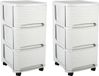 EDA 2x stuks ladenkast organizers wit 3x lades met wieltjes L32 x B37 x H61 cm