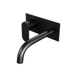 Brauer Black Edition Inbouw Wastafelmengkraan met Gebogen Uitloop en Afdekplaat Model C2 Mat Zwart