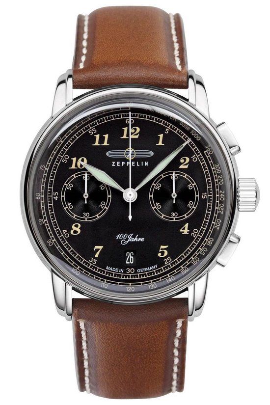 Zeppelin Herenhorloge 7674-3 - Chronograaf - Zwart - 43 mm