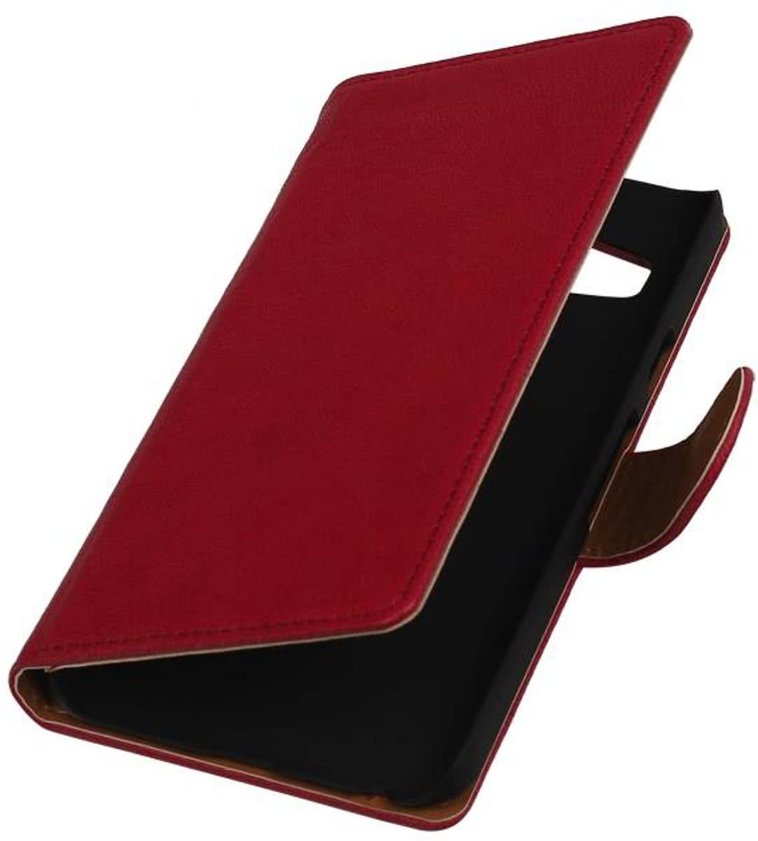 LELYCASE Fuchsia echt leer lederen bookcase case voor HTC Desire 500