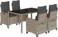 vidaXL 5-delige Tuinset met Kussens Poly Rattan Grijs