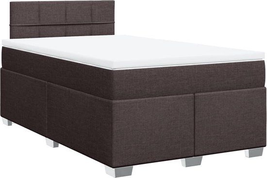 vidaXL Boxspring met matras stof donkerbruin 120x200 cm