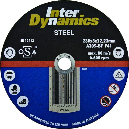InterDynamics 391125 Diamantdoorslijpschijf 125 x 22,23 x 3mm metaal