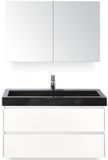BES LED Dante Badmeubelset 100 cm - Wit Hoogglans - Wastafel Hardsteen Wit Lucca met Spiegelkast