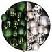 Kerstversiering boules de Noël en plastique mélange de couleurs vert foncé/argent 6-8-10 cm paquet de 44x pièces