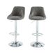 Set van 2 barkrukken van PU-leer, grijs, met metalen voet, zwart