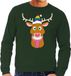 Foute kersttrui - Gay Rudolf het rendier - groen - voor heren - met regenboog kerstmuts XL