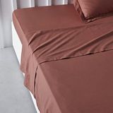 Today Essential - Bedlaken voor tweepersoonsbed, 240 x 300 cm, katoen, effen, rood, queen