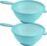 Plasticforte Keuken vergiet/zeef met handvat - 2x - kunststof - Blauw