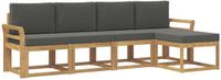 vidaXL Bank loungeset 5 zitplaatsen Wit en antracietkleurig Acacia hout