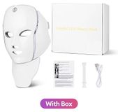 Masque LED pour le visage et le cou - luminothérapie à 7 couleurs - lumière rouge - soins de la peau anti-âge - raffermissement de la peau - avec boîte de rangement