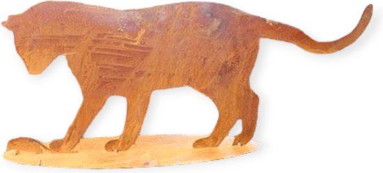 Rostikal Kat met Muisje - Roest figuur - Metaal - 25 cm