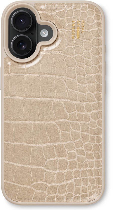 iDeal of Sweden Vegan Leather Backcover geschikt voor Apple iPhone 16 - Warm Beige Croco
