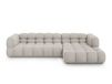 Canapé d'angle droit modulable 4 places en velours beige clair