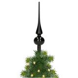 Merkloos / Sans marque Decoris Kerstboom piek - zwart - glas - glans - 26 cm
