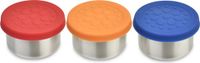 LunchBots - Dips 44ml - RVS Dip Containers met Siliconen Deksel (set van 3) - Rood Oranje Blauw