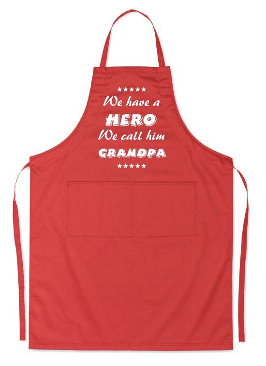 mijncadeautje kitchenware Mijcadeautje Schort - We have a hero GRANDPA - rood