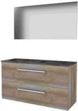 Basic Line Basic 46 Badkamermeubelset - 120 x 46 cm - Met Grepen - 2 Lades - Hardstenen Wastafel - Zonder Kraangat - Spiegel - Scotch Oak