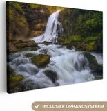 OneMillionCanvasses Canvas schilderij - Waterval - Landschap - Bomen - Natuur - 120x80 cm