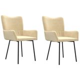 VidaXL Eetkamerstoelen 2 stuks fluweel crèmekleurig
