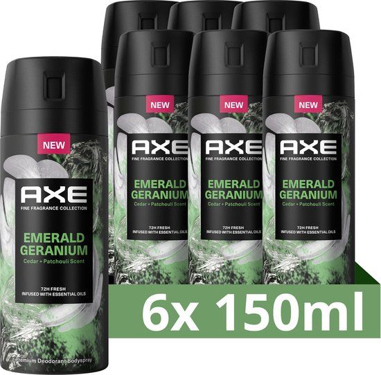 AXE Fine Fragrance Collection Emerald Geranium Deodorant Bodyspray - 6 x 150ml - Men's