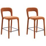 Beliani LAKEVILLE Barstoel set van 2 Goudbruin Chenille
