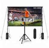 MMOBIEL Beamer met WiFi & Bluetooth, 100 Inch Projectiescherm & Standaard – Native 1080P, 320 ANSI, 4K Ondersteuning, Automatische Keystone Correctie, 200 Inch – Voor HDMI, USB, iOS & Android