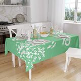 Bonamaison Tafelkleed, Anti-Mold, Sneldrogend, Waterdicht, 100% Polyester Tafellaken, Petroleum Groen, Wit, 140 x 160 Cm