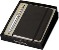 Sheaffer Balpen Giftset VFM G9422 - Polished Chrome Gold Plated met A6 Notebook