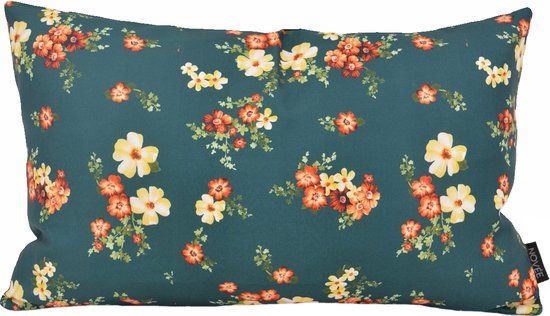 Sierkussen Mae Bloom Petrol 30 x 50 cm - Katoen - NOVÉE