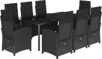 vidaXL 9-delige Tuinset Poly Rattan Zwart