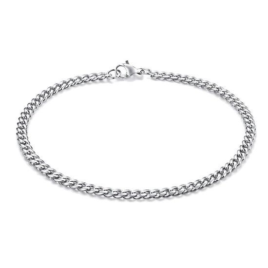 LGT JWLS Stalen heren armband Gourmet schakel Zilverkleurig 3mm-18cm