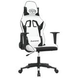 VidaXL Gamingstoel met massagefunctie, wit en zwart, kunstleer