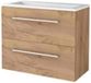 Basic Line Start 39 Badkamermeubelset - Ondiep - 80 x 39 cm - Met Grepen - 2 Lades - Acryl Wastafel - 1 Kraangat - Whisky Oak