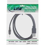 InLine 26806C electriciteitssnoer Zwart 3 m USB A 3.5 x 1.35 mm