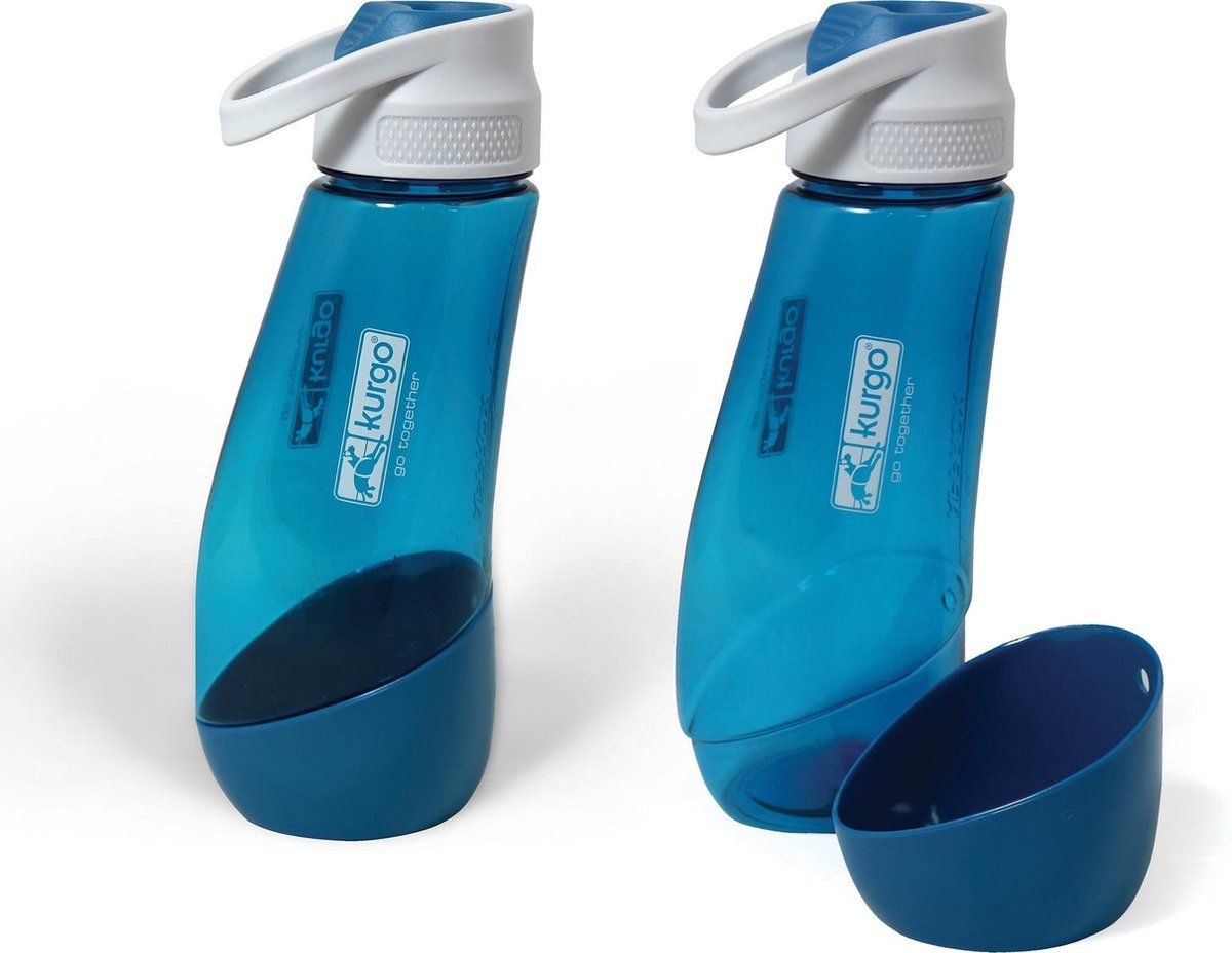 KURGO Gourd H2O Bottle & Bowl - Drinkfles voor hond - Blauw