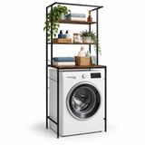 Relaxdays wasmachinerek, 3 vakken, bruin, zwart