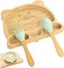 Shenzhen Haorui Industrial Technology Co., Ltd. Assiette pour bébé et tout-petit avec ventouse sécurisée - Assiettes compartimentées en bambou naturel - Fourchettes et cuillères incluses - Dès 3 mois