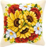 Vervaco Kruissteekkussen kit Zonnebloemen en klaprozen