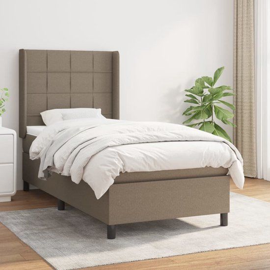 vidaXL Boxspring met matras taupe 90x200 cm