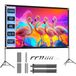 VISULAPEX projectiescherm met statief, draagbaar projectiescherm 100 inch, 16:9, 4K HD opvouwbaar scherm voor projector met draagtas voor binnen en buiten, thuisbioscoop, tuinbioscoop (100")