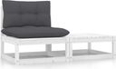 Maison Exclusive - Ensemble de salon 2 pièces pour jardin avec coussins, pin blanc, massif