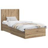 vidaXL Bedframe met opbergruimte en hoofdbord Artisanaal eiken