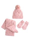 Next - Meisjes - Set van beanie, sjaal en handschoenen met kabelpatroon - Roze