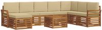 vidaXL - Ensemble de salon d'angle - 8 places assises - Naturel et beige - Acacia bois