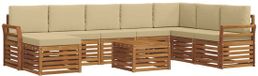 vidaXL - Ensemble de salon d'angle - 8 places assises - Naturel et beige - Acacia bois