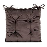 AmeliaHome Aleksa Stoelkussen met linten, bruin, 40 x 40 cm