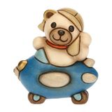 THUN Bonboniere Teddy Motors op vliegtuig van keramiek, met de hand versierd, lijn gastgeschenken, 5,4 x 4,2 x 6,6 cm H